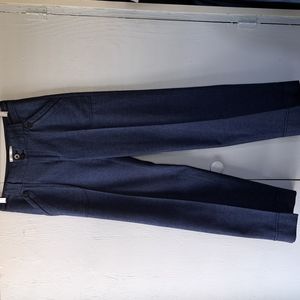 Anthropologie Elevenses Blue & Black Herringbone Wide Leg Trousers SZ 4